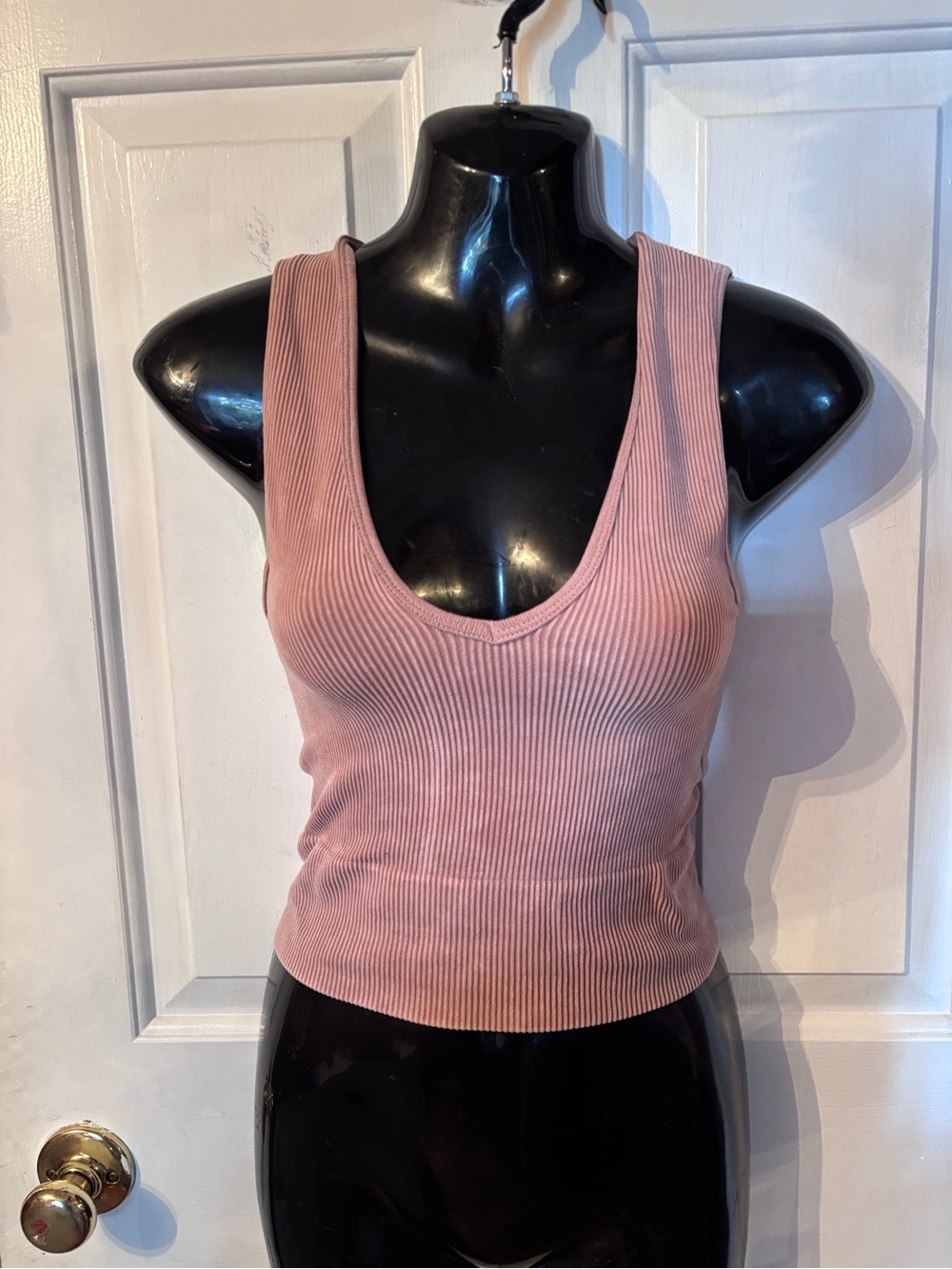 Poof! Ribbed Scoop Tank Top in Dusty Pink